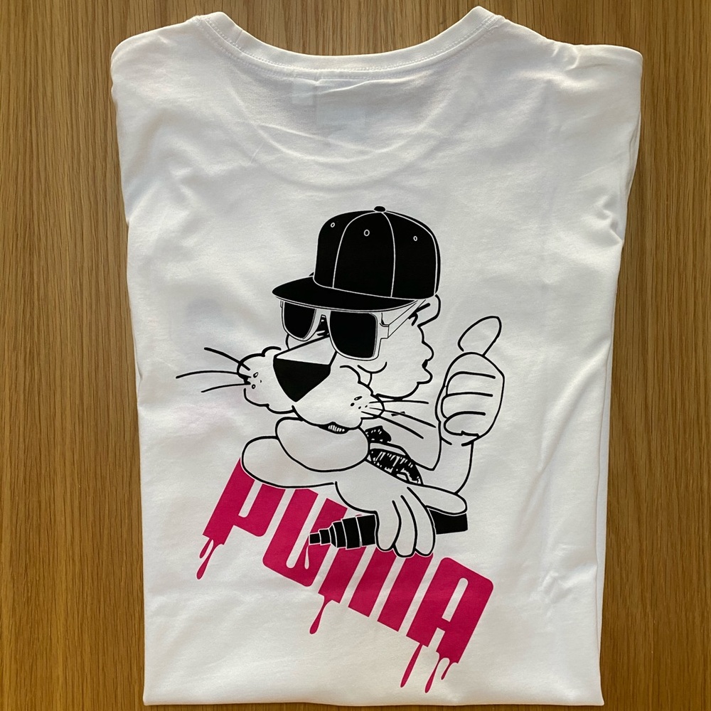 Puma Fat Marker Pink Drip Tee Shirt NWT